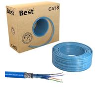 Germany B.e.s.t Câble réseau CAT 8 50 m - En cuivre - Câble Ethernet S/FTP 40 Gbit/s - Catégorie 8 - PoE++ LSZH - Simplex
