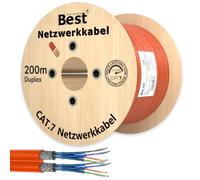 Germany B.e.s.t Câble réseau duplex CAT 7 - 200 m - En cuivre - Câble LAN - Câble Ethernet S/FTP - 10 Gbit/s - Catégorie 7 - En cuivre pur - Câble de données PoE+ LSZH