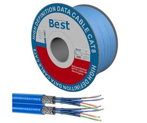 Germany B.e.s.t Câble réseau duplex CAT 8 50 m - En cuivre - Câble Ethernet S/FTP 40 Gbit/s - Catégorie 8 - Câble de données PoE++ LSZH