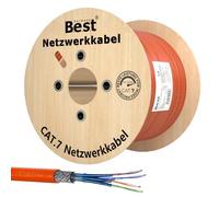 Germany B.e.s.t Câble réseau Simplex CAT 7 - 500 m - En cuivre - Câble LAN Ethernet S/FTP - 10 Gbit/s - Catégorie 7 - En cuivre pur - Câble de données PoE+ LSZH