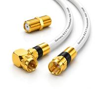 Germany B.e.s.t Câble satellite 135 dB Câble coaxial haute performance pour 4K UHD, HDTV et 3D - Plaqué or - Fiche coudée à 90° + connecteur F inclus - 5 m - Blanc