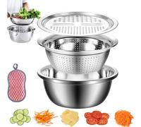 Germany Multifunctional Stainless Steel Basin, 5-in-1 Stainless Steel Shredding and Drainage, Vegetables Drainage Chopping Basin Shredder Bowl for Kitchen (30cm/11.81in)
