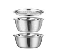 Germany Multifunctional Stainless Steel Basin-Stainless Steel Shredding & Drainage Chopping Basin 3 in 1 Kitchen Grater Set (#C)