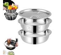 Germany Multifunctional Stainless Steel Basin, Stainless Steel Shredding & Drainage Chopping Basin, 5 in 1 Colanders Basins, Multifunctional Grater Basins (9.45in)