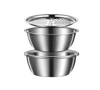 Germany Multifunctional Stainless Steel Basin - Stainless Steel Shredding & Drainage Chopping Basin, Graters Cheese Grater Salad Maker Bowl Drain Basins, Colander for Kitchen (10.2"/26cm)