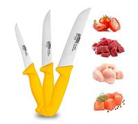 Germany Solingen Lot de 3 couteaux de boucher professionnels avec manche antidérapant pour bouchers professionnels et cuisiniers amateurs - Couteau de boucher avec un excellent tranchant - Set de