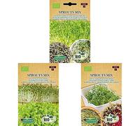 Germisem Bio Graines Trio de Cresson, Betterave et Poireau à germer+Sprouts Mix Graines 20 g+Duo de Roquette et Luzerne à germer