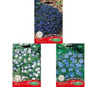 Germisem Graines Lin vivace bleu+Nemophila Mix+Crystal Palace Graines de Lobelia
