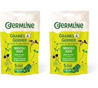 GERM'LINE - Graines à Germer Brocoli Rave Bio | Saveur Intense & Notes Piquantes | Riche en Protéines & Fibres | Facile à Cultiver | Sachet 150g | Fabrication Française (Lot de 2)