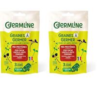 GERM'LINE - Graines à Germer Mix Protéines Bio | Pois Chiche, Lentille & Fenugrec | Riche en Protéines & Fibres | Facile à Cultiver | Sachet 200g | Fabrication Française (Lot de 2)
