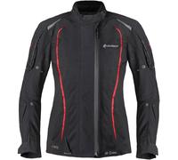 Germot MotoQueen imperméable à l’eau dames moto textile veste, noir/rouge, Taille 36