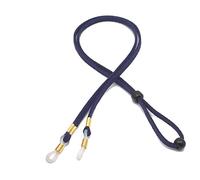 GERNEO® - Kuba - Courroie rétro pour lunettes aspect daim - Courroie unisexe en cuir synthétique pour lunettes de soleil et de lecture - Supports dorés (Bleu)