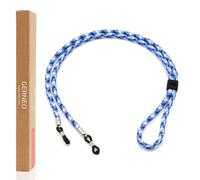 GERNEO® - L'original - Florence - Cordon de lunettes de qualité supérieure pour lunettes de lecture avec supports argentés - Différentes couleurs - réglable avec câble et logo, azur, taille unique