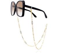 GERNEO® - Mendoza -Chaîne de lunettes de qualité supérieure & cordon de lunettes en plusieurs couleurs en or 18 carats ou argent 925 -avec de grands maillons allongés et perles -lunettes de soleil, or