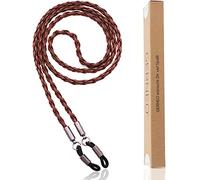 GERNEO® - Milan - Cordon lunettes en cuir synthétique tressé - sangle lunettes unisexe pour lunettes de soleil et de lecture - supports gris (Marron)