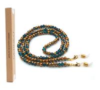 GERNEO® - Oslo - Premium Spectacle Strap & Cord Unisex for Reading Glasses & Sunglasses - Support plaqué or 18 carats - perles or turquoise - extra long (Turquoise Or)