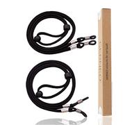 GERNEO® - Valencia - Sangle lunettes de haute qualité, aspect daim - cordon lunette unisexe en cuir synthétique pour lunettes de soleil et de lecture - fermoir argenté (2xNoir)
