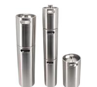 GeRnie Mini fût de bière 2/3, 6/4/5l, qualité Alimentaire, en Acier Inoxydable 304, Argent Noir, Bouchon à vis à paroi Unique, Rechargeable, Portable, for Brassage à Domicile(2L Silver)