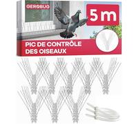 GEROBUG Pic Anti Pigeon 5 M - La Solution Idéale pour Protéger Votre Balcon et Toiture - Piques Anti-Pigeons et Anti-Oiseaux sur Tuiles - Répulsif Pigeon Efficace
