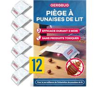 Gerobug Pièges à Punaises de Lit avec Attractif sans Odeur - 12 Pièces | Détecteur Développé en Allemagne, Sans Insecticide, Prêt à l'Emploi: Surveillance en Chambre, Hôtel, Voyage, Sous le Matelas