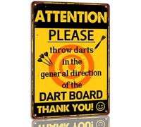 Geroclonup Attention ! Please Throw Darts In The General Direction Of The Dart Board Plaque en étain avec inscription « Thank You » - Décoration murale - Dimensions : 20 x 30 cm