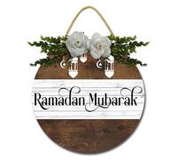 Geroclonup Décorations murales musulmanes pour la maison - Couronne de Ramadan Mubarak - Panneau de porte - Décoration murale pour fête musulmane islamique - 30 cm