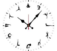 Geroclonup Horloge murale de yoga à piles sans tic-tac silencieuse analogique 30 cm en bois rustique horloge ronde décoration amusante pour la maison et le studio