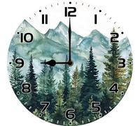 Geroclonup Horloge murale en bois de montagne avec aiguille des heures noire de 25 cm, silencieuse, sans tic-tac, horloge vintage pour la maison et la cuisine