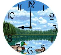 Geroclonup Horloge murale ronde avec paysage de rivière silencieuse, sans tic-tac, fonctionne à piles, 25,4 cm pour la maison, le salon, la cuisine, la salle de bain, la chambre à coucher