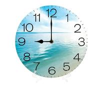 Geroclonup Horloge murale ronde silencieuse, sans tic-tac, fonctionne à piles, 25 cm, décoration pour salle de bain, chambre, cuisine, bureau ou école, plage d'été 25 cm