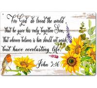 Geroclonup John 3 16 Verse de la Bible pour Dieu So Loved The World - Plaque en étain vintage pour bars, dîners, cafés, pubs, garage, maison, plaque en métal, verset biblique - 20 x 30 cm