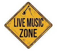 Geroclonup Live Music Zone - Plaque en métal de style vintage - Décoration murale - 30,5 x 30,5 cm