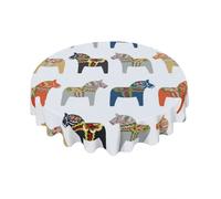 Geroclonup Nappes rondes, Dala Horse Swedish Folk Art, impression de nappe