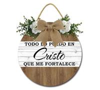 Geroclonup o Versets de la Bible espagnole - Décoration murale chrétienne en bois espagnol Todo Lo Puedo En Cristo Que Me Fortalece - Décoration murale religieuse - Versets de la Bible - Art pour la