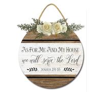 Geroclonup Panneau « As For Me and My House We Will Serve The Lord » pour porte d'entrée, porche, verset de la Bible, décoration murale rustique pour décoration de chambre chrétienne, 28 cm