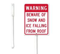 Geroclonup Panneau « Beware Of Snow And Ice Falling From Roof » avec piquets en métal, 11,5 x 15 cm, résistant à la décoloration, panneau d'hiver en aluminium robuste pour pelouse, jardin, rue