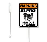 Geroclonup Panneau d'avertissement « Stay Out of Water » avec piquet - Décoration amusante - 17,5 x 22 cm - Robuste - En aluminium antirouille - Pour jardin et extérieur