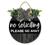 Geroclonup Panneau de bienvenue amusant pour porte d'entrée - Panneau de porche « Please Go Away No Soliciting » - Décoration murale rustique en bois pour maison et extérieur - 30 cm
