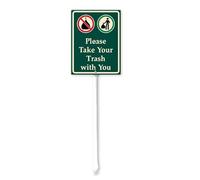 Geroclonup Panneau de cour d'extérieur avec piquet « Please Take Your Trash With You » - 20 x 30 cm - En aluminium antirouille robuste - Pour une utilisation en extérieur - Facile à installer