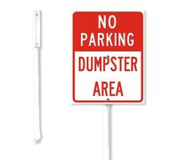 Geroclonup Panneau de cour « No Parking Dumpster Area » - 17,5 x 22 cm - En aluminium robuste - Antirouille - Décoration de jardin - Panneau de pelouse sur pied pour décoration extérieure