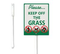 Geroclonup Panneau de cour « Please Keep Off Grass » - 11,5 x 15 cm - En aluminium robuste - Antirouille - Décoration de jardin - Panneau de pelouse sur pied pour l'extérieur