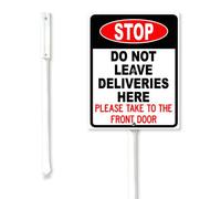 Geroclonup Panneau de cour Stop Do Not Leave Deliveries Here Take To The Front Door - 20 x 30 cm - En aluminium robuste - Décoration de jardin antirouille - Panneau de pelouse pour décoration
