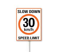 Geroclonup Panneau de limitation de vitesse de 30 km/h avec piquet de 20,3 x 30,5 cm, panneau décoratif en aluminium antirouille pour cour, jardin, pelouse, rue, extérieur