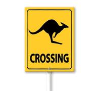 Geroclonup Panneau de traversée de kangourou avec piquet en métal - Pour pelouse - 20,3 x 30,5 cm - En aluminium robuste pour une utilisation en extérieur, panneau étanche pour pelouse, cour, jardin