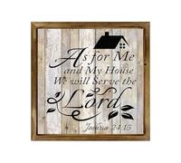 Geroclonup Panneau décoratif avec versets de la Bible « As for Me and My House We Will Serve The Lord » - Panneau en bois Joshua 24:15 - 40 cm - Décoration murale en bois pour maison, salon, chambre à