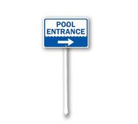 Geroclonup Panneau d'entrée de piscine avec piquet en forme de flèche droite - Panneau de pelouse de 20 x 30 cm en aluminium robuste pour une utilisation en extérieur - Panneau étanche pour décoration