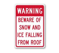 Geroclonup Panneau en métal avec inscription « Beware Of Snow And Ice Falling From Roof » - Décoration hivernale - 30 x 40 cm - Panneau en aluminium pour jardin, maison, extérieur, ferme, rue