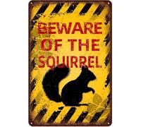 Geroclonup Panneau en métal vintage avec inscription « Beware of Squirrel » - En aluminium - Décoration amusante - 20 x 30 cm