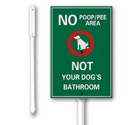 Geroclonup Panneau humoristique « Please Pick Up After Your Dog » pour cour, « No Poop Pee Area Not Your Dog's Bathroom » avec piquets 11,5 x 15 cm, panneau de cour en aluminium robuste, panneau de