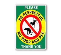 Geroclonup Panneau « Please Be Respectful No Poop And Pee Thank You » - 14 x 20 cm - Panneau en aluminium pour extérieur, maison, jardin, intérieur et extérieur - Plaque résistante aux intempéries